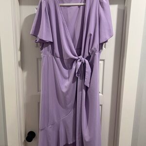 SHEIN Purple Wrap Midi Dress